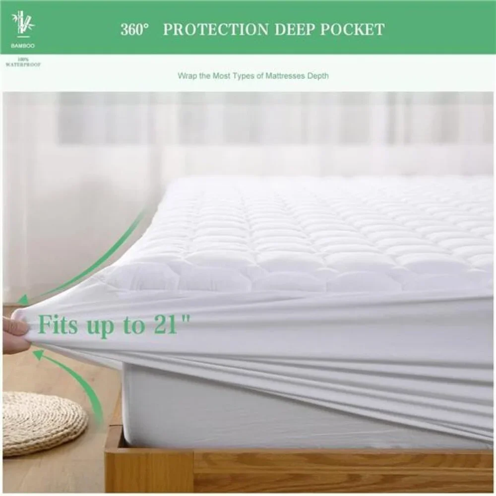 Queen Waterproof Mattress Pad Rayon from Bamboo, Deep Pocket Mattress Protector